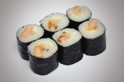 Grilled salmon maki with cream cheese and pear
